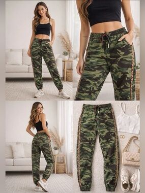 DRIFTWOOD Womens Small 26 Jackie Aztec Embroidered Sides Camo Pants Joggers NEW